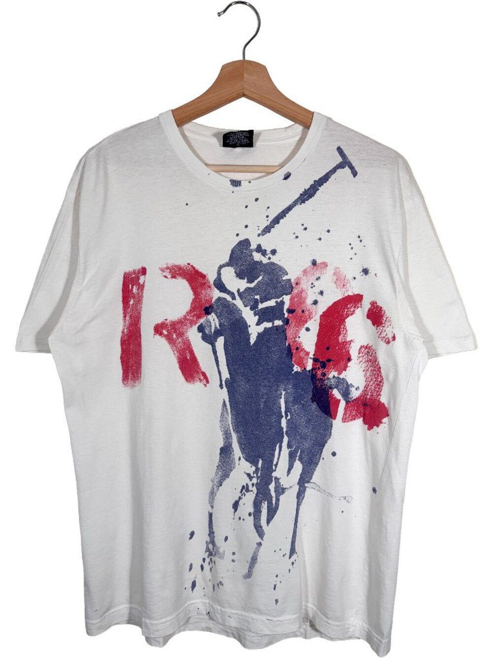Vintage Polo Ralph Lauren Spray Paint Style RL66 Big Pony Tee men's size Small